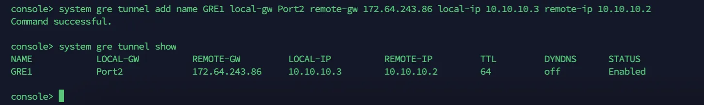GREトンネルを構成するためにCLIにアクセスします。