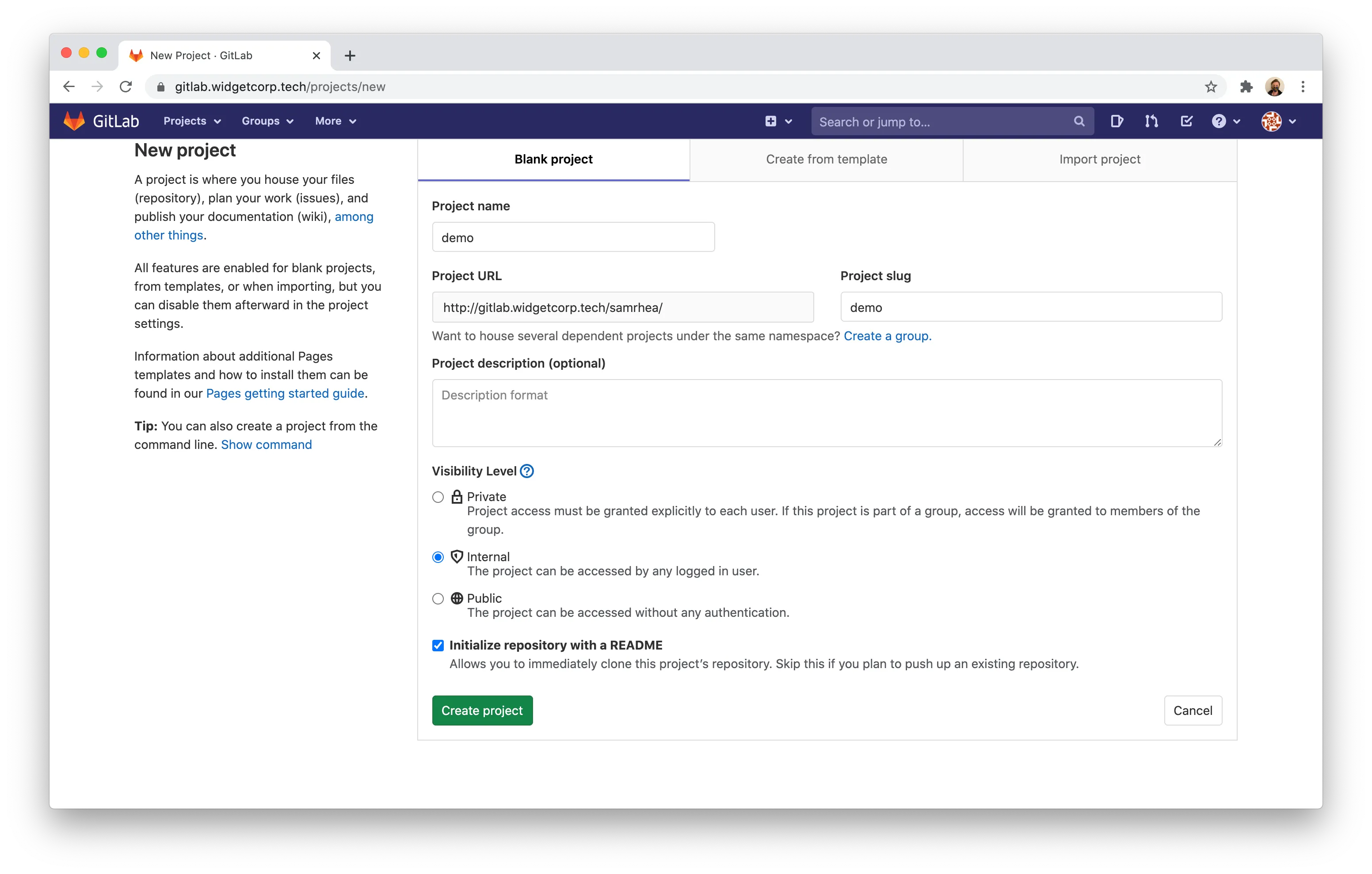 空のプロジェクト