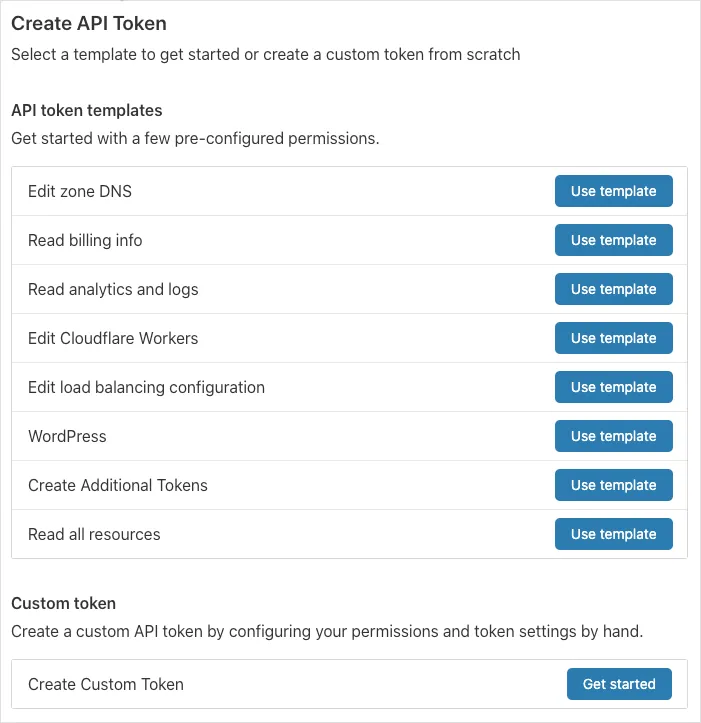 APIトークン作成ページでの「はじめに」クリック