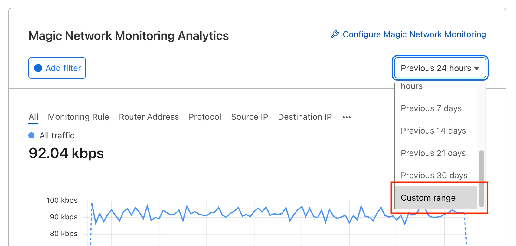 カスタム時間範囲の選択方法。