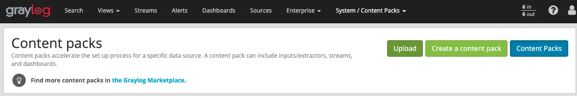 Graylogコンテンツパックのアップロード