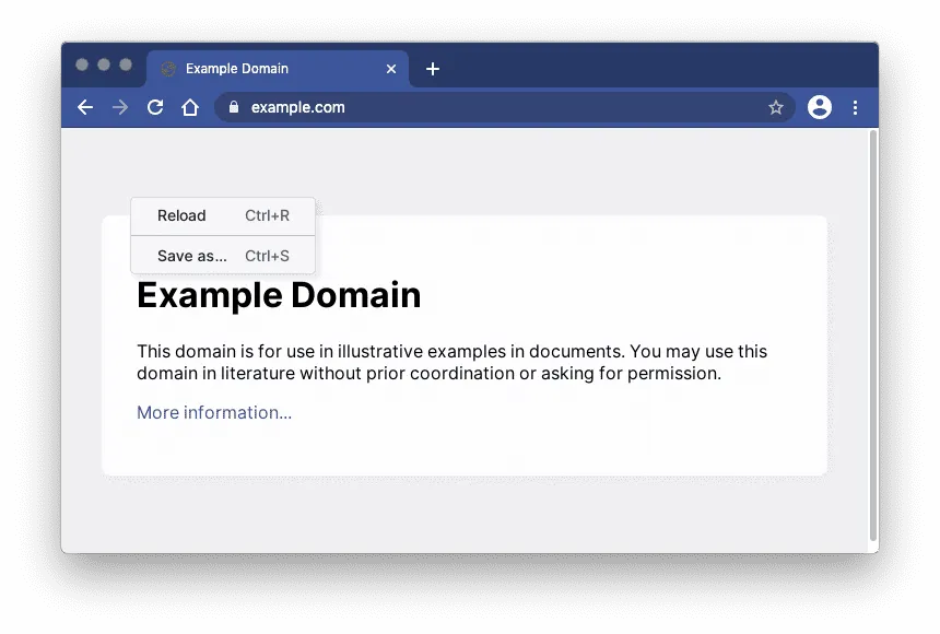 ブラウザの簡略化された右クリックメニュー