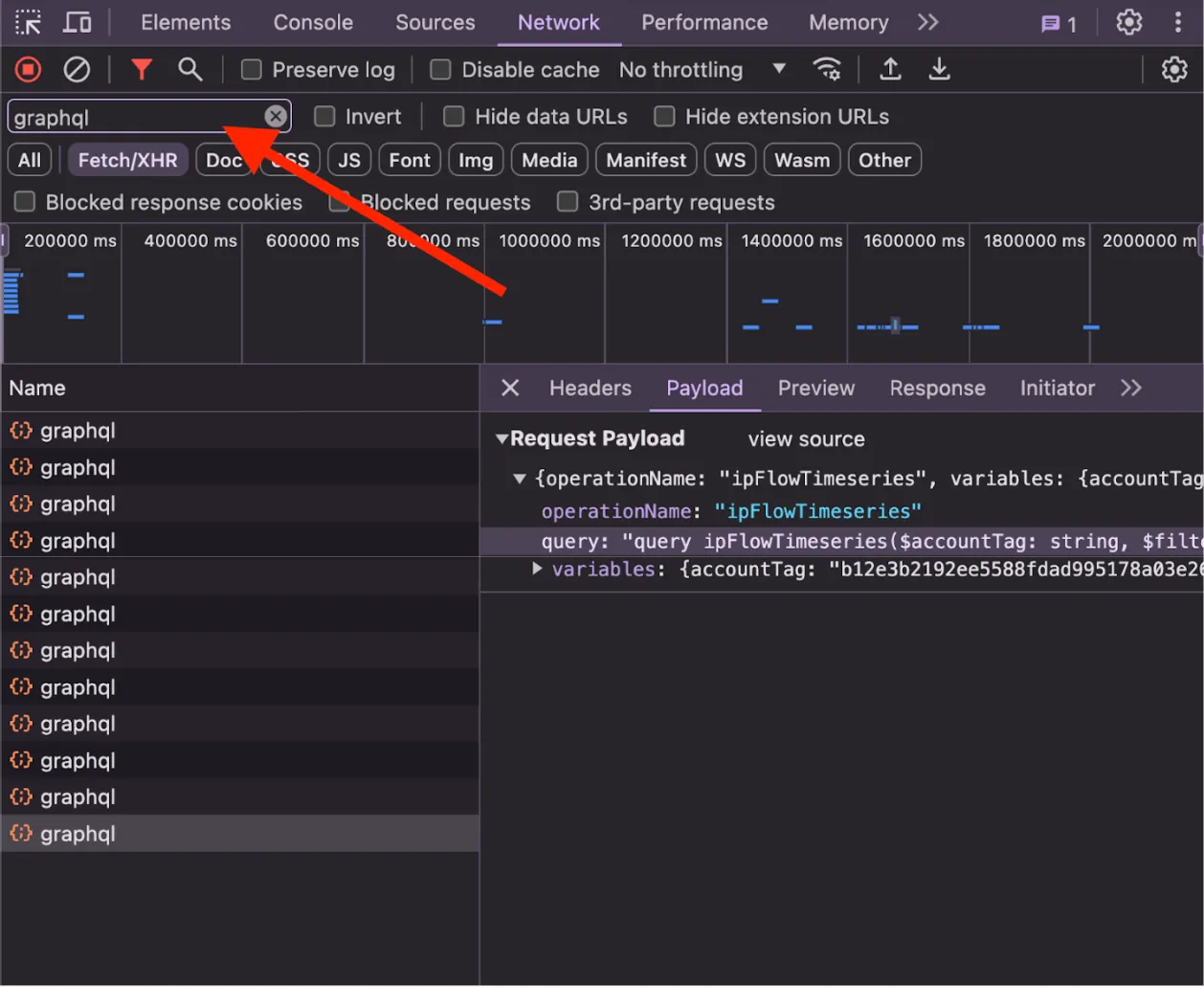 検索フィールドにgraphqlを入力