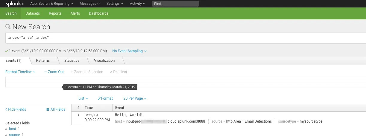 設定に追加された新しいインデックスの例。