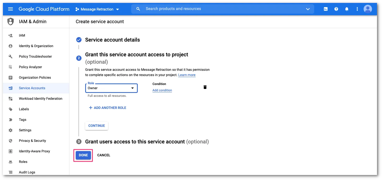 設定を完了するためにDoneボタンを選択