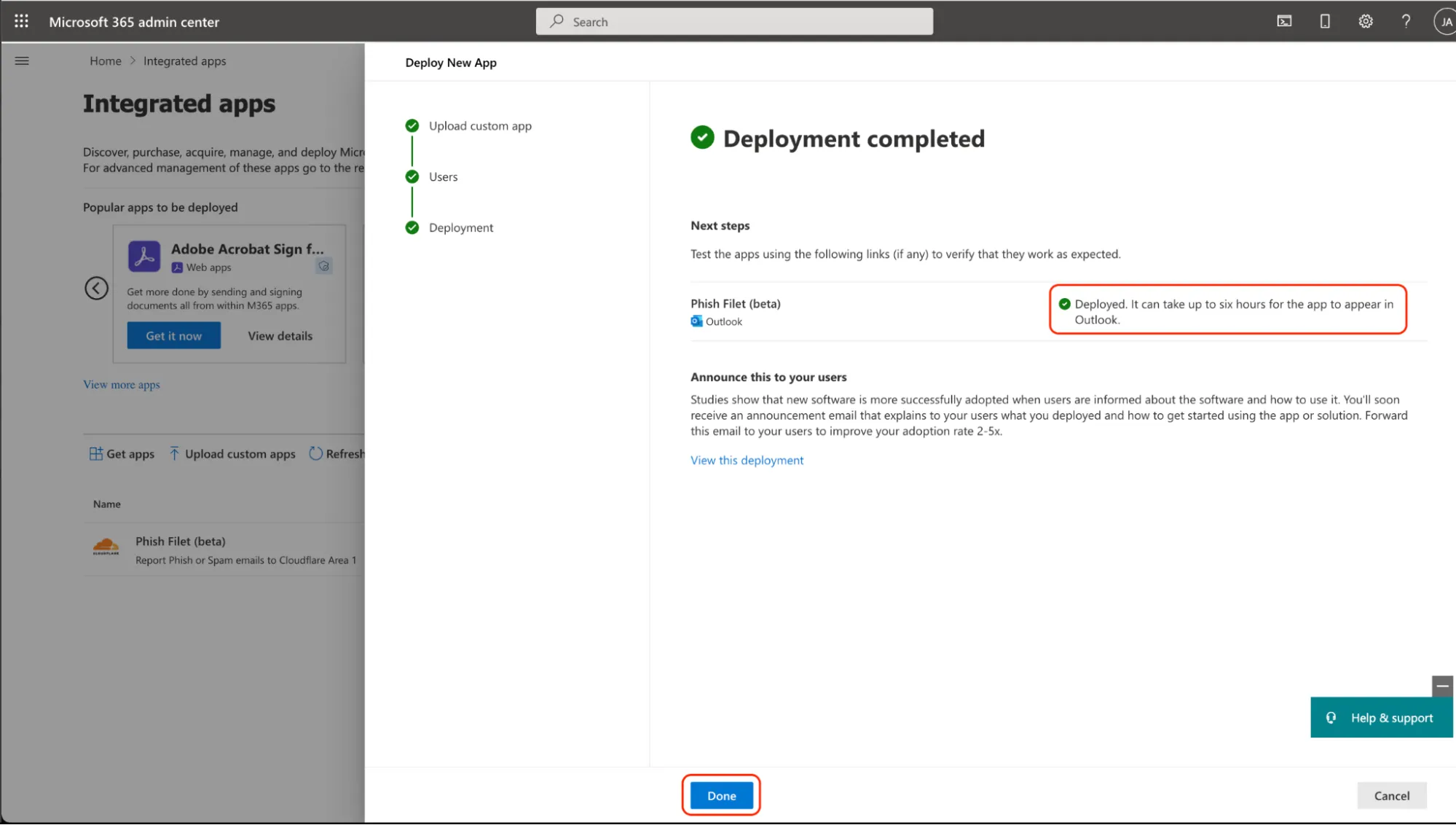 PhishNetはOffice 365に表示されるまでに最大6時間かかる場合があります。