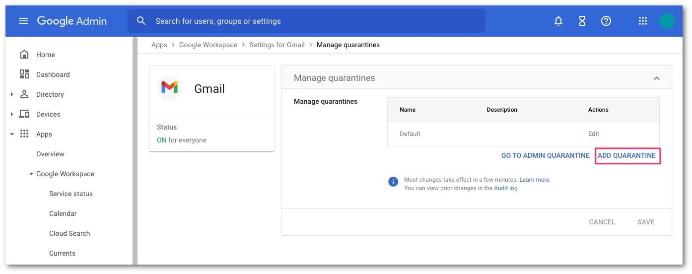 隔離追加ボタンを選択