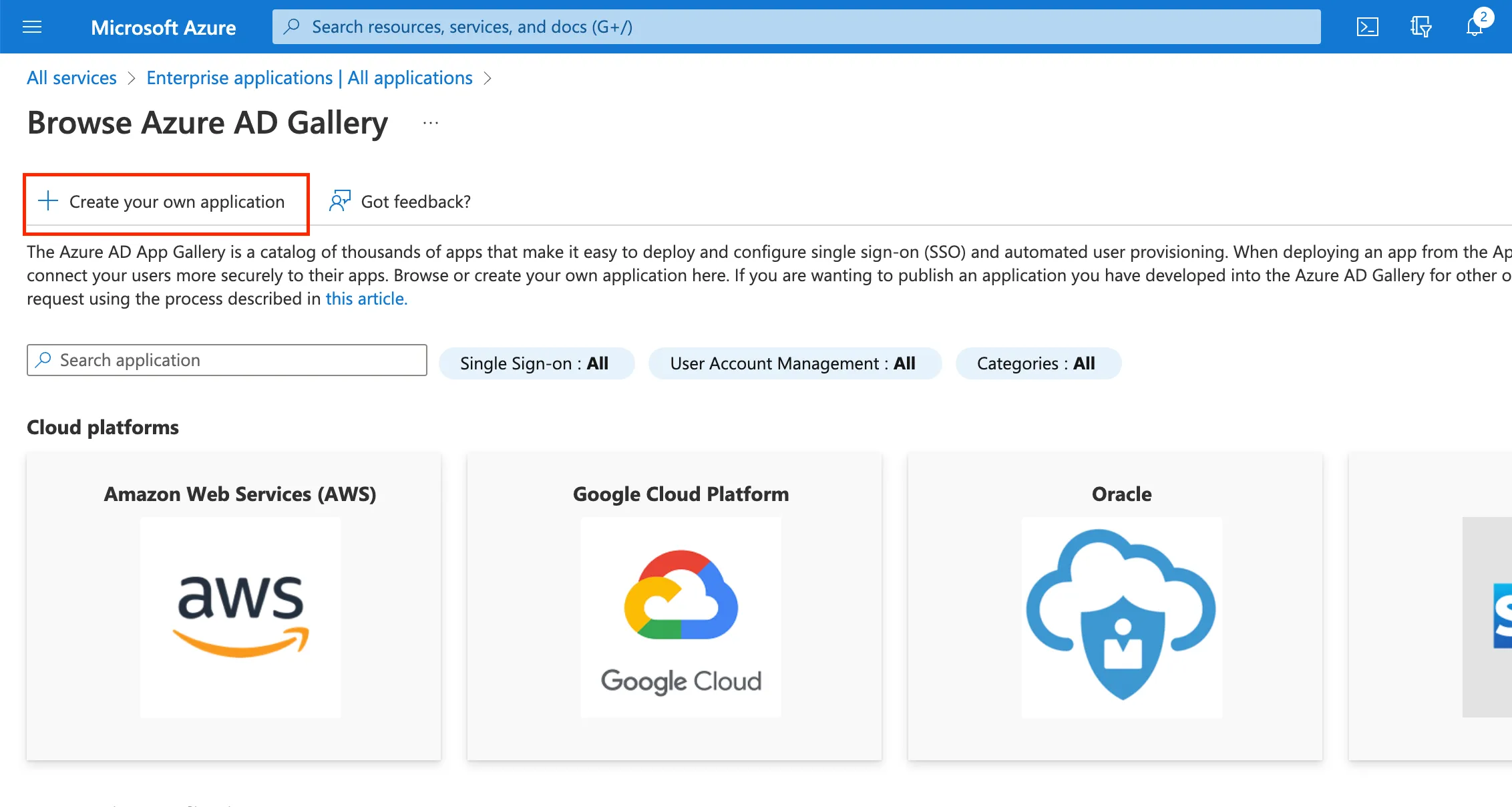 自分のアプリケーションを作成を選択