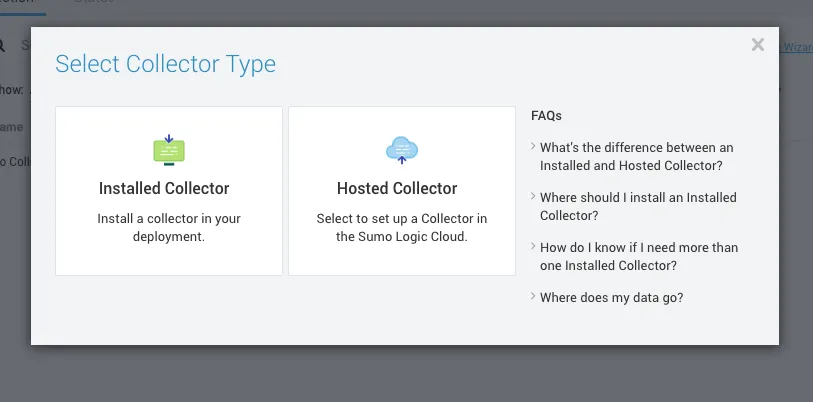 Hosted Collectorを選択します。