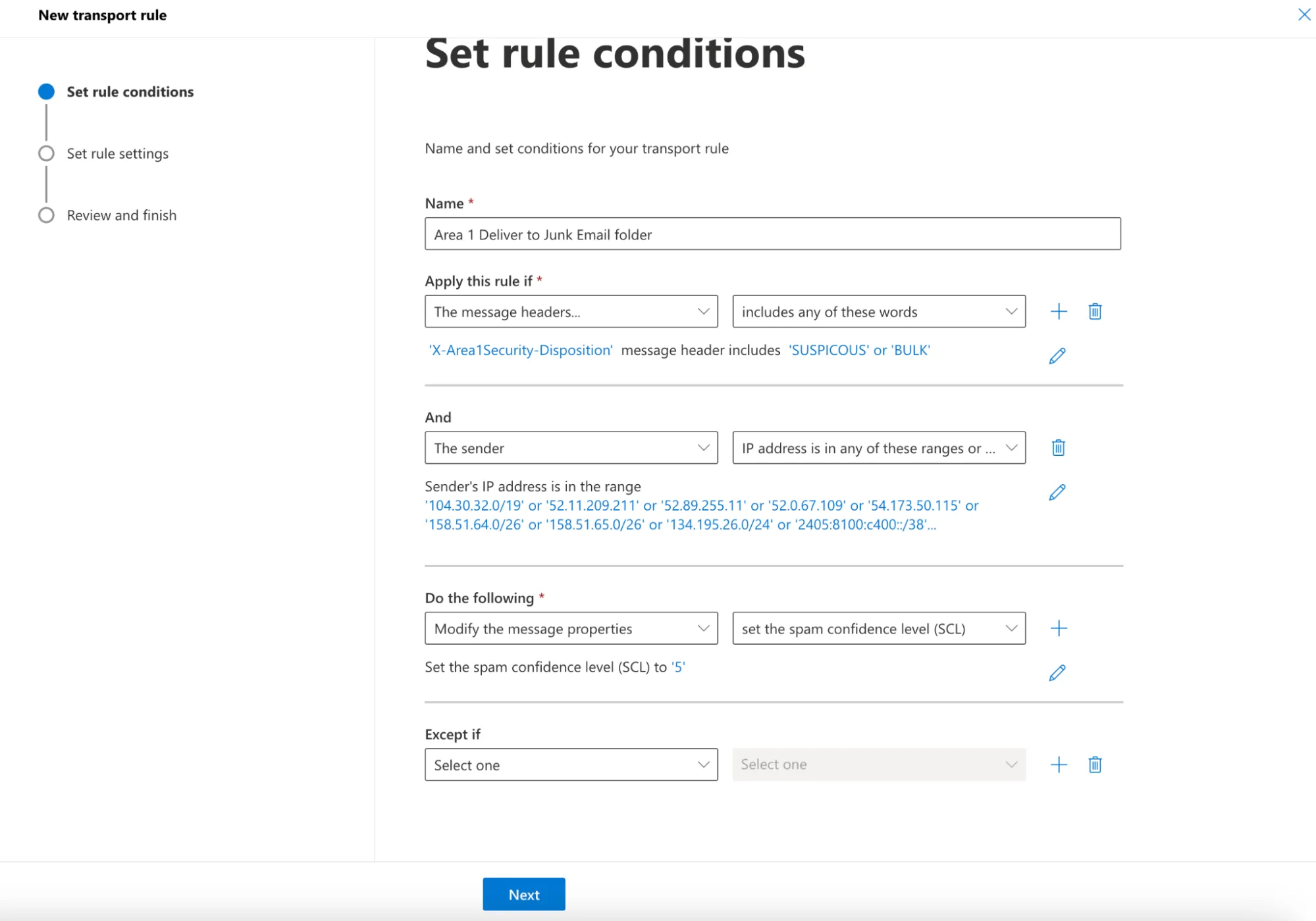 上記のステップでルールを設定