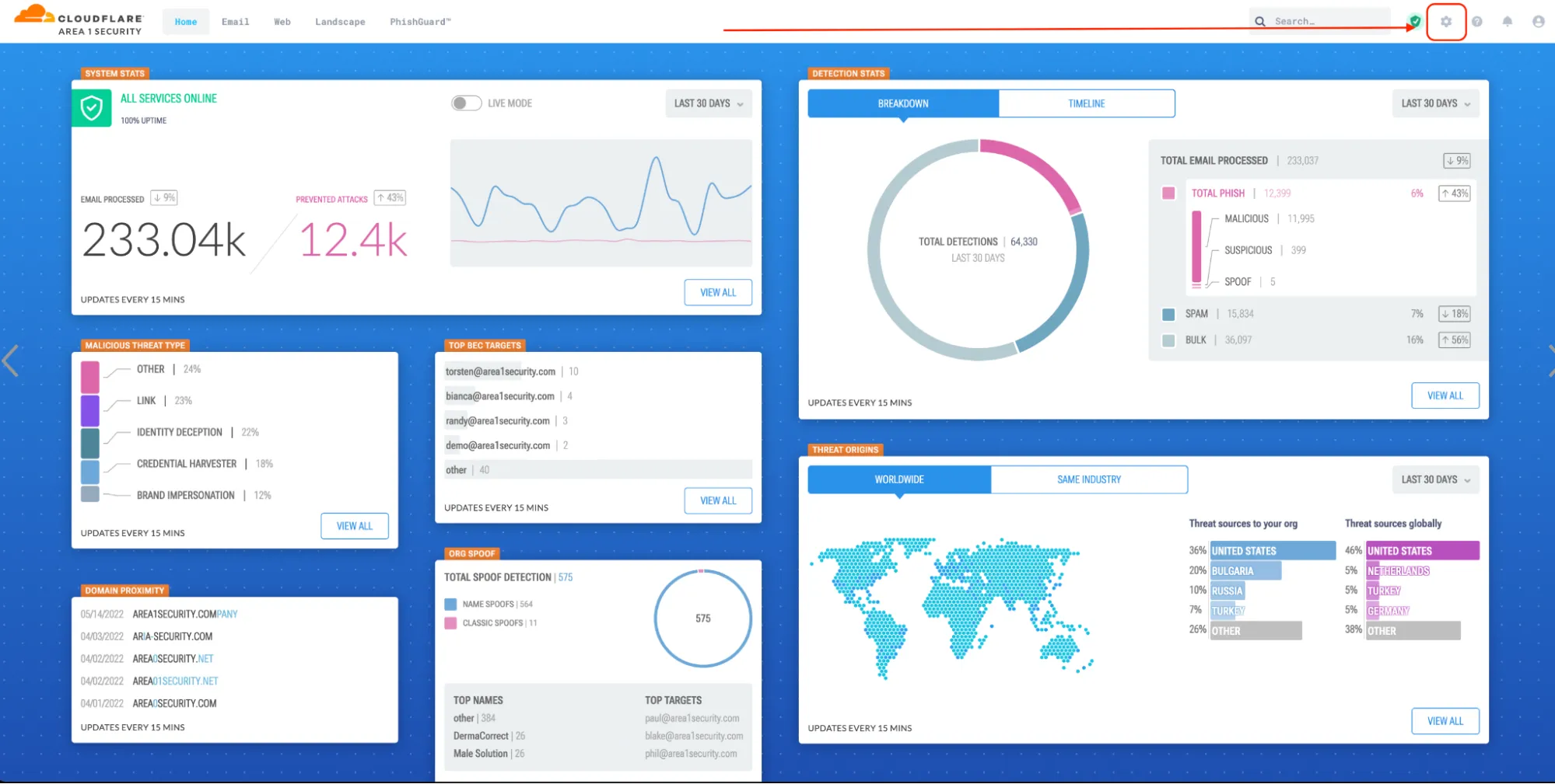 設定（ギアアイコン）を選択