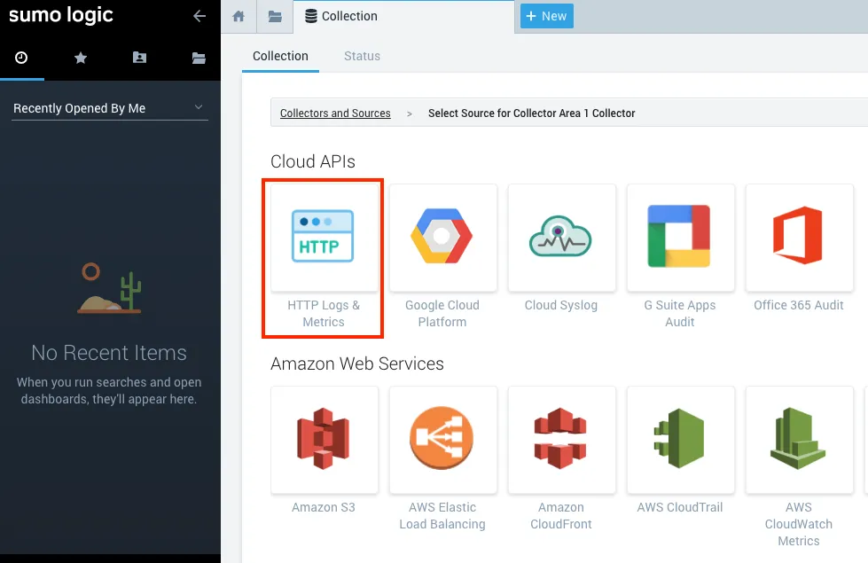 HTTP Logs and Metricsを選択します。