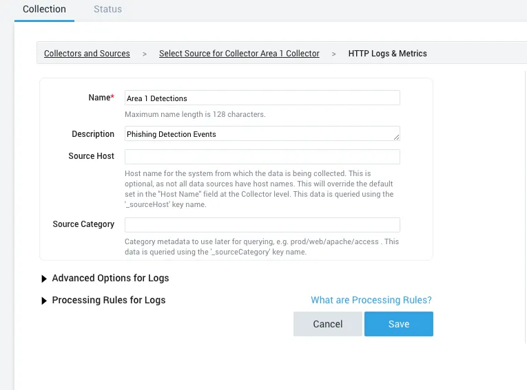名前と説明を入力します。