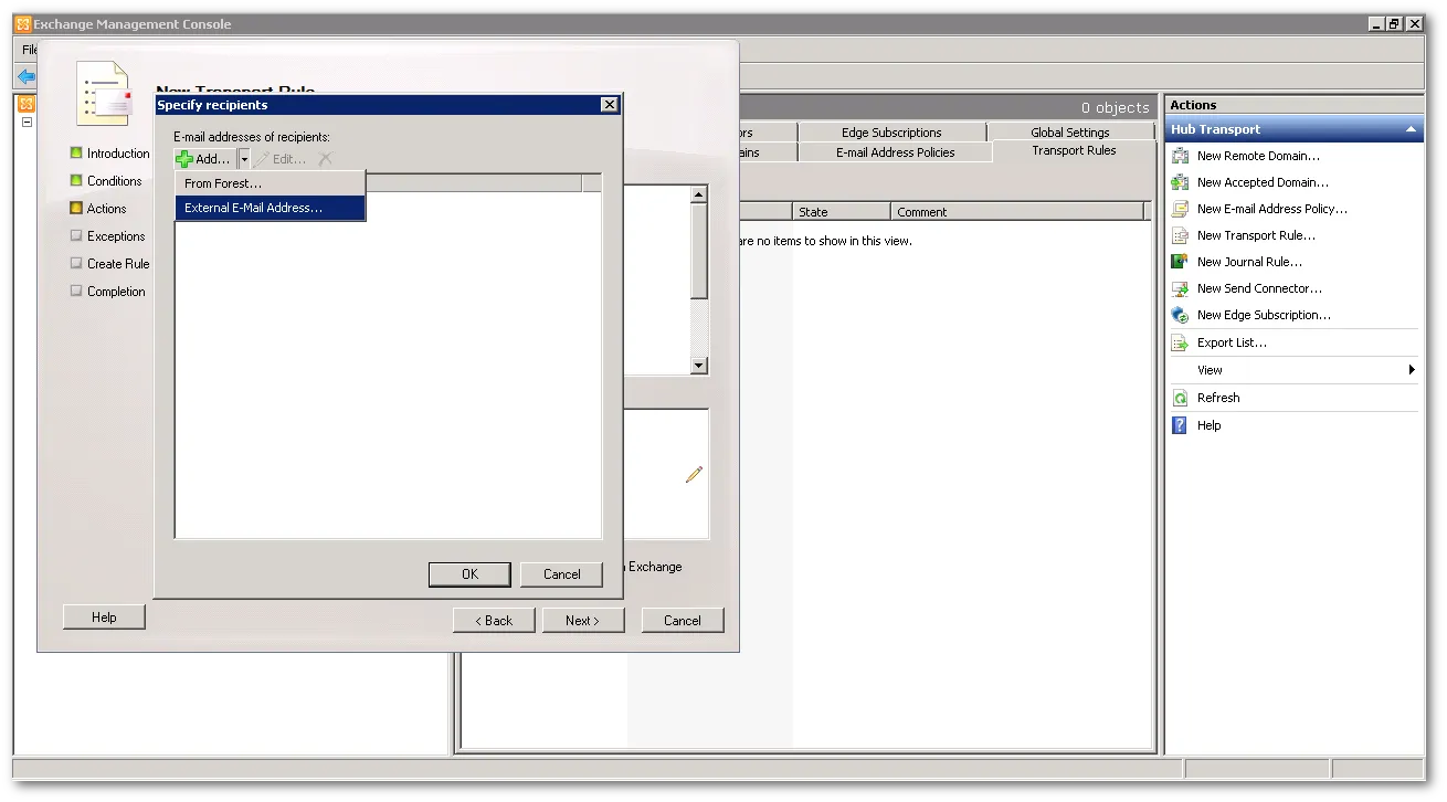 外部Eメールアドレスを選択
