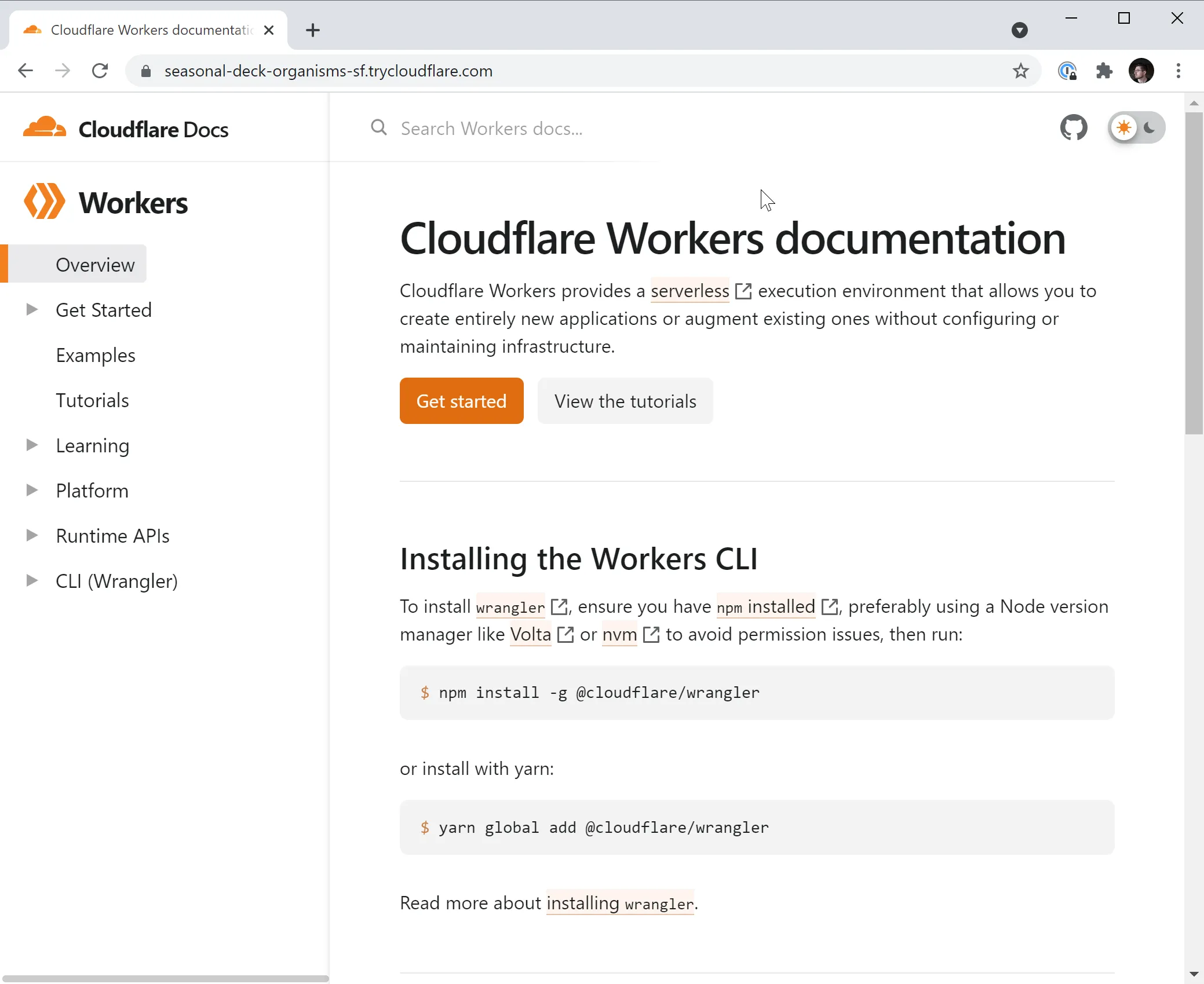 Cloudflare Tunnelの例としてランダムに生成されたURLを表示